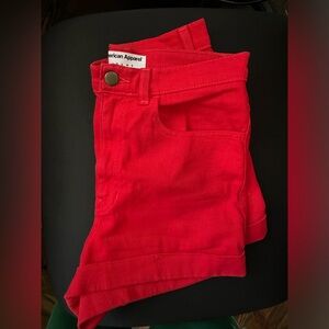 American Apparel - Red Denim Shorts